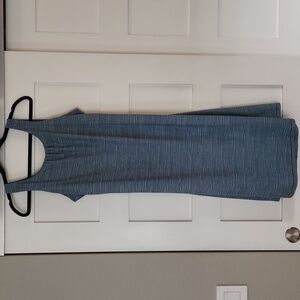 Prana Dress Open Back Size XL Teal and Gray Stripe